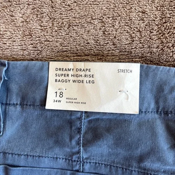 American Eagle Dreamy Drape SuperHigh Rise Baggy WideLeg Cargo Pants Blue 18 34W - Picture 6 of 11